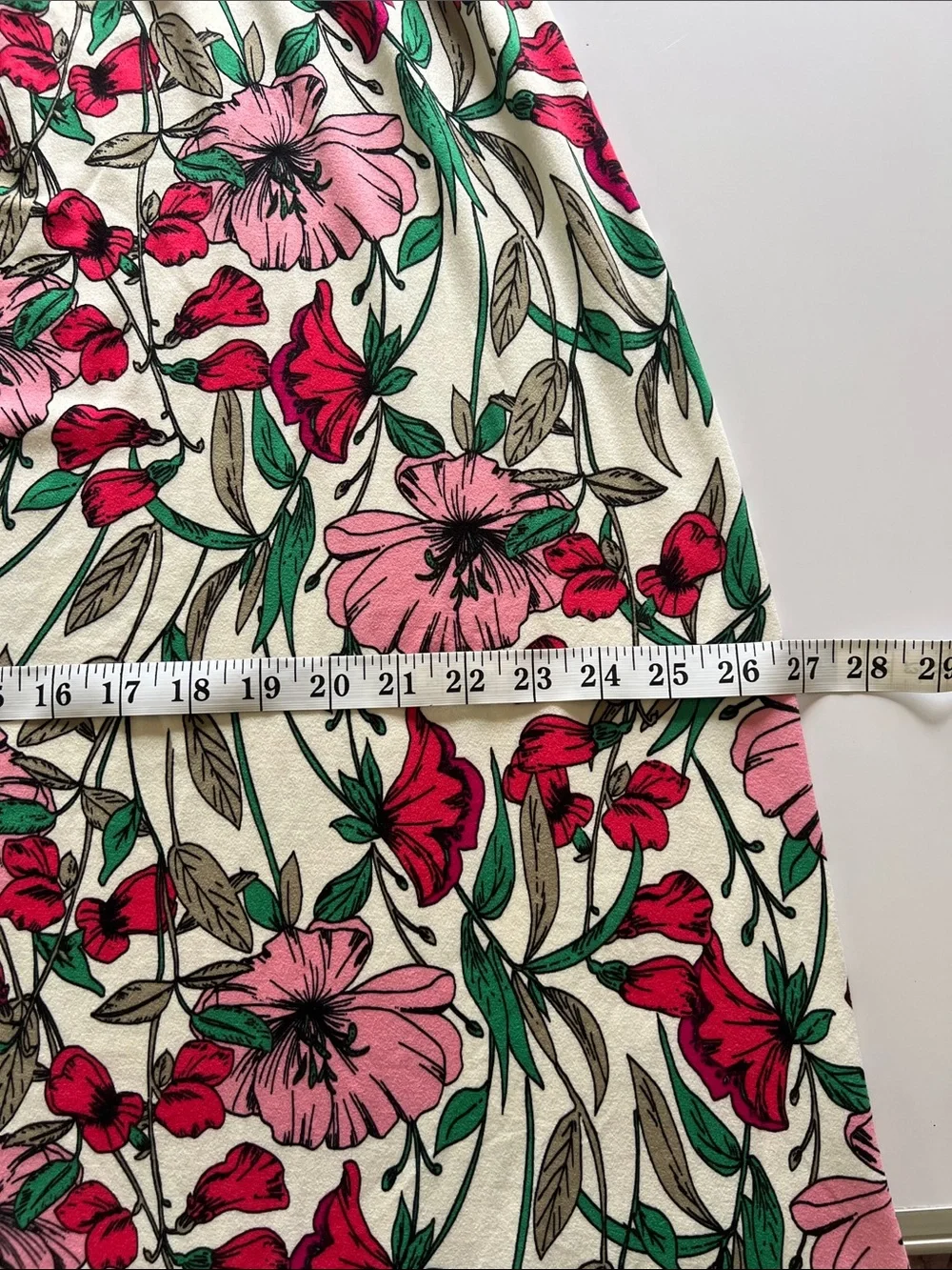 French Grey White Maxi Dress with Pink & Red Floral Print - Picture 7 of 9